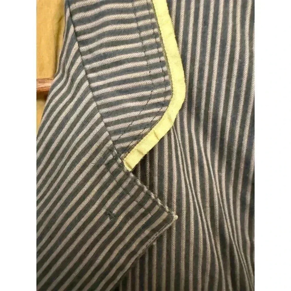 Apostrophe Women's Striped Jacket Size 12 Navy Button-Up Belted Waist - Picture 4 of 10